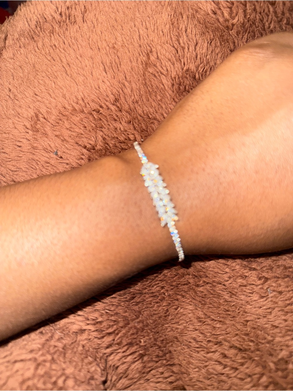 Zara Iridescent Opal Bead Bracelet - White